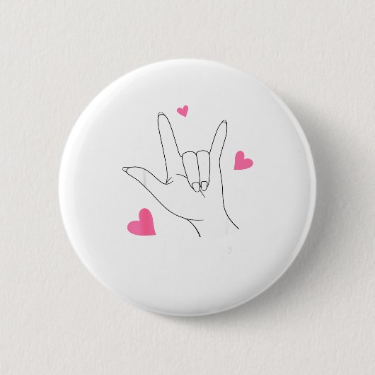 Lustiger Valentinstag Herz Ich liebe dich Handzeic Button (Vorderseite)