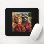 Lustiger Valentinstag-Katze Waschbär Selfie Liebe Mousepad (Mit Mouse)