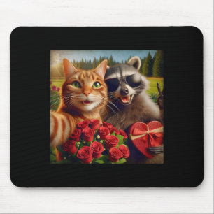 Lustiger Valentinstag-Katze Waschbär Selfie Liebe Mousepad