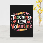 Lustiger Valentinstag Lehrer Buntstift Unterrichte Karte (Gelbe Blume)