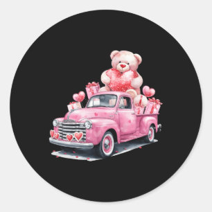 Lustiger Valentinstag Rosa Süßes Auto Damen Passen Runder Aufkleber