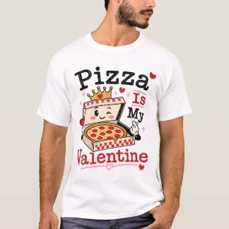 Lustiger Valentinstag Singles Pizza ist mein Valen T-Shirt