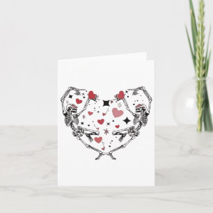 Lustiger Valentinstag tanzendes Skelett Herz Karte