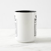 Lustiger Valet Ernährungsfakten Mitarbeiter-Gesche Tasse (Zentrum)