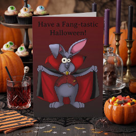 Lustiger Vampir-Hasen-Trick-or-Treat-Halloween Karte