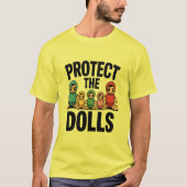 lustiger Vater beschützt die Puppen T-Shirt (Vorderseite)