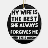 lustiger Vater Witz Ehemann Vater aus der Ehefrau Keramik Ornament (Links)