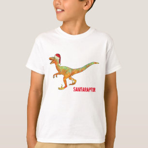 Lustiger Velociraptor Weihnachtsmann Dinosaurier R T-Shirt