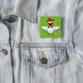 Lustiger verrückter Cartoon-HühnerflügelFling Button (Beispiel)