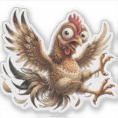 Lustiger Verrückter Hühner Aufkleber (Vorderseite)