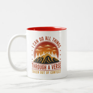 Lustiger Vers aus dem Zusammenhang gerissene Bergl Zweifarbige Tasse