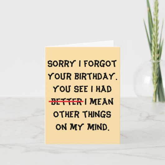 lustiger verspäteter Geburtstag Karte (Vorderseite)