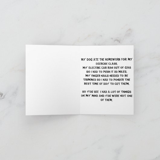 lustiger verspäteter Geburtstag Karte (Innenseite)