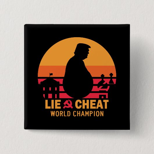 Lustiger Verstecken-Bigfoot-Trumpf Button (Vorderseite)