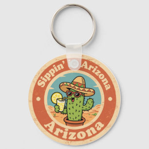 Lustiger Vintage-Arizona-Sippin-Kaktus Schlüsselanhänger