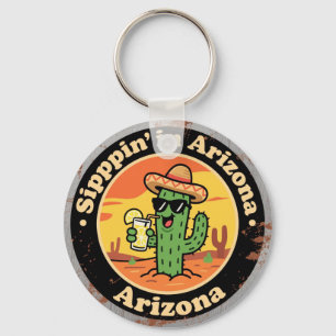 Lustiger Vintage-Arizona-Sippin-Kaktus Schlüsselanhänger