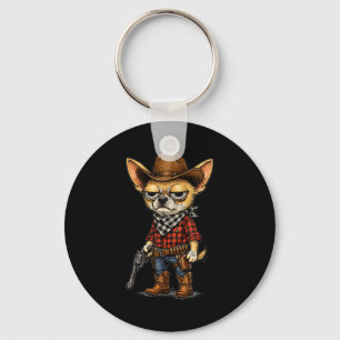 Lustiger Vintage-Cowboy-Chihuahua-Hund western Schlüsselanhänger
