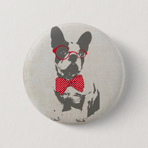 Lustiger Vintage Französischer Bulldogge Button
