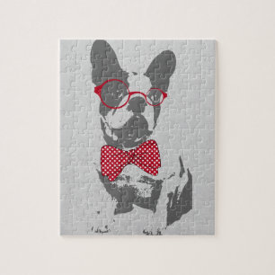 Lustiger Vintage Französischer Bulldogge Puzzle