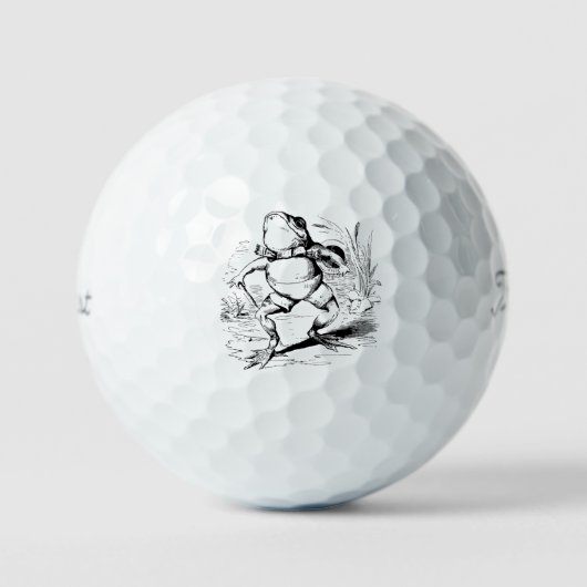 lustiger Vintage-Frosch Golfball (Vorderseite)