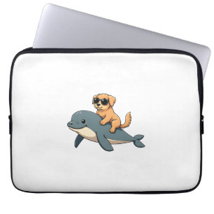 Lustiger Vintage Golden Retriever reitet auf Belug Laptopschutzhülle
