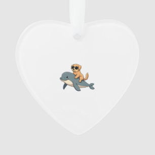 Lustiger Vintage Golden Retriever reitet auf Belug Ornament