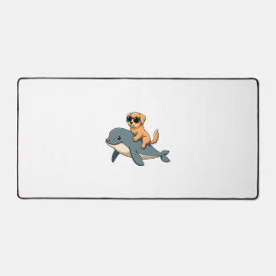 Lustiger Vintage Golden Retriever reitet auf Belug Schreibtischunterlage