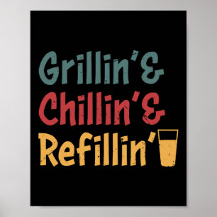 Lustiger Vintage-Grill-Vater - Grillen Chillen Nac Poster