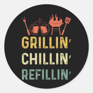 Lustiger Vintage-Grill-Vater - Grillen Chillen Nac Runder Aufkleber
