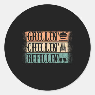 Lustiger Vintage-Grill-Vater - Grillen Chillen Nac Runder Aufkleber