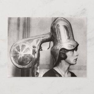 Lustiger Vintage-Haartrockner Postkarte