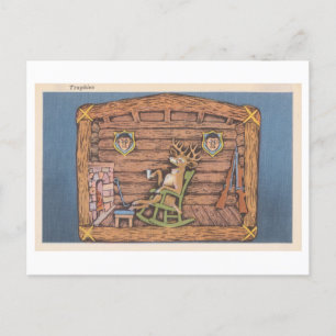 Lustiger Vintage-Hirsch als Jäger Postkarte