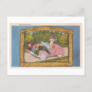 Lustiger Vintage-Hirsch als Jäger Postkarte