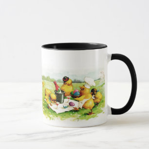 Lustiger Vintage-Hühnerfamilien-Oster-Geschenkbech Tasse