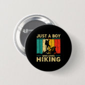 Lustiger Vintage-Junge, der nur Wandern liebt  Button (Vorne & Hinten)