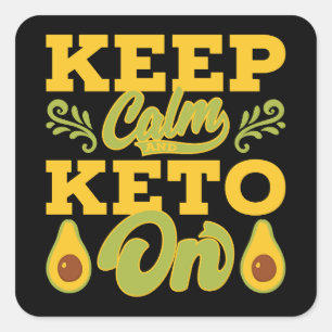 Lustiger Vintage-Keep-Calm-und-Keto-Spruch Quadratischer Aufkleber