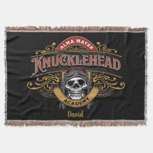 Lustiger Vintage-Knucklehead-Akademie-Totenkopf Decke