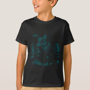 Lustiger Vintage-Mops-UFO-Western-Hund T-Shirt