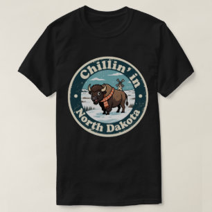 Lustiger Vintage-North-Dakota-Bison-Schal Winter T-Shirt