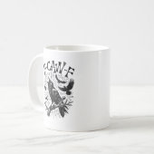 Lustiger Vintage-Rabe F-Caw-F Kaffeetasse (Vorderseite Links)