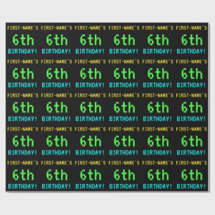 Lustiger Vintage-/Retro-Videospiel-Look zum 6. Geb Geschenkpapier