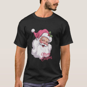 Lustiger Vintage Rosa Weihnachtsmann Rosa Frohe We T-Shirt