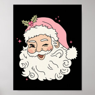 Lustiger Vintage Rosa Weihnachtsmann Rosa Weihnach Poster