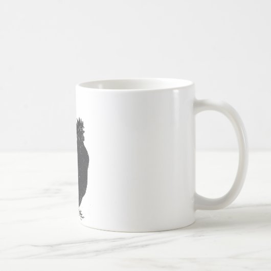 Lustiger Vintage schwarzer Hahn Huhn Kaffeetasse (Rechts)