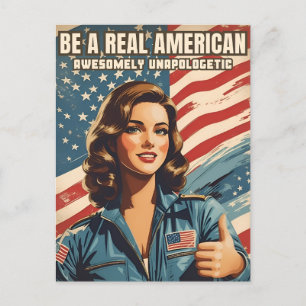 Lustiger Vintage-Stil Amerikanisch USA Patriotisch Postkarte