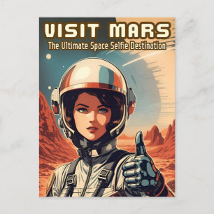 Lustiger Vintage-Stil Besuche den Mars Tourismus H Postkarte
