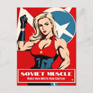 Lustiger Vintage-Stil UdSSR Sowjet Fitness-Gymnast Postkarte