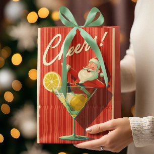 Lustiger Vintage-Weihnachtsmann im Martiniglas G Mittlere Geschenktüte