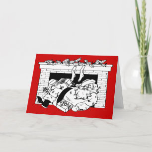 Lustiger Vintage-Weihnachtsmann macht eine besonde Feiertagskarte