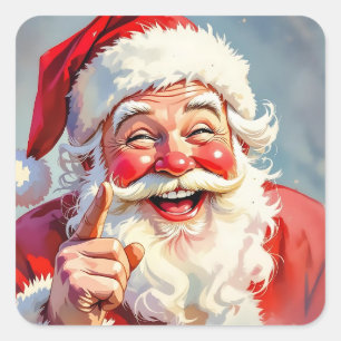 Lustiger Vintage-Weihnachtsmann Weihnachten Quadratischer Aufkleber